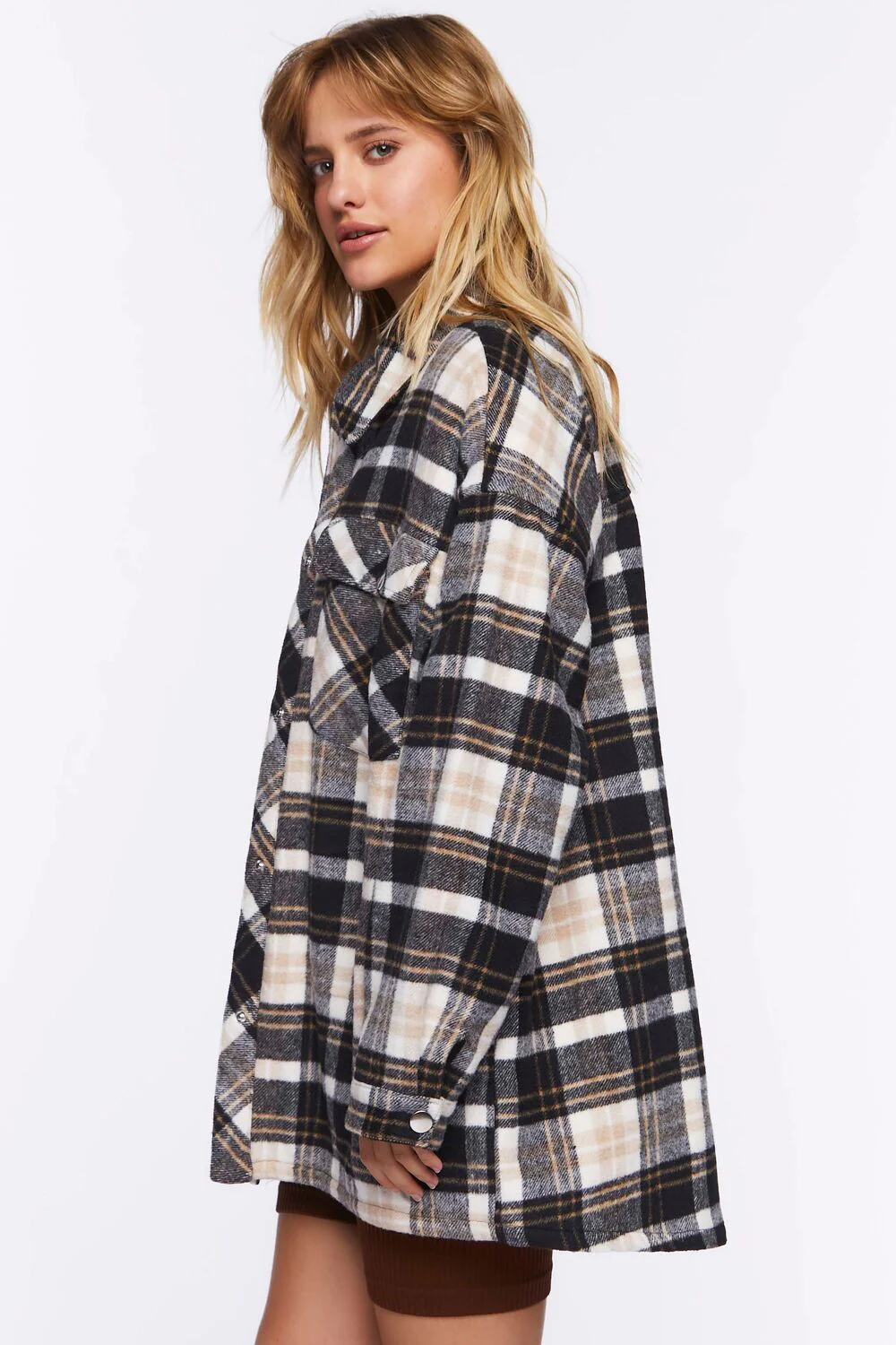 Plaid Button-Front Shacket - Image 2