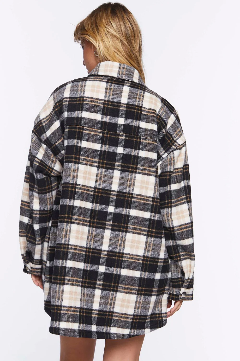Plaid Button-Front Shacket - Image 3