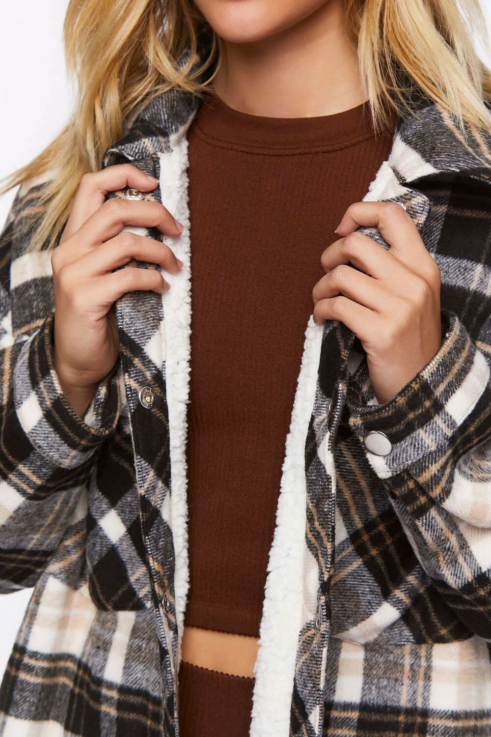 Plaid Button-Front Shacket - Image 5