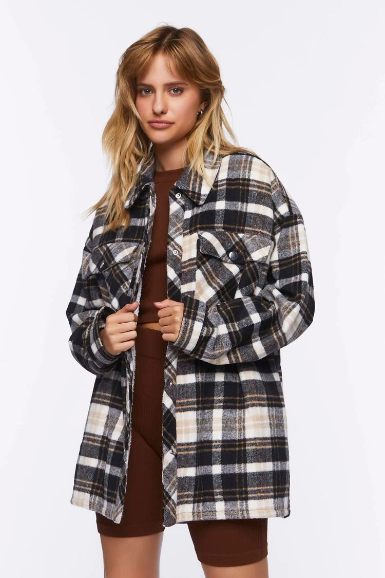 Plaid Button-Front Shacket - Image 6