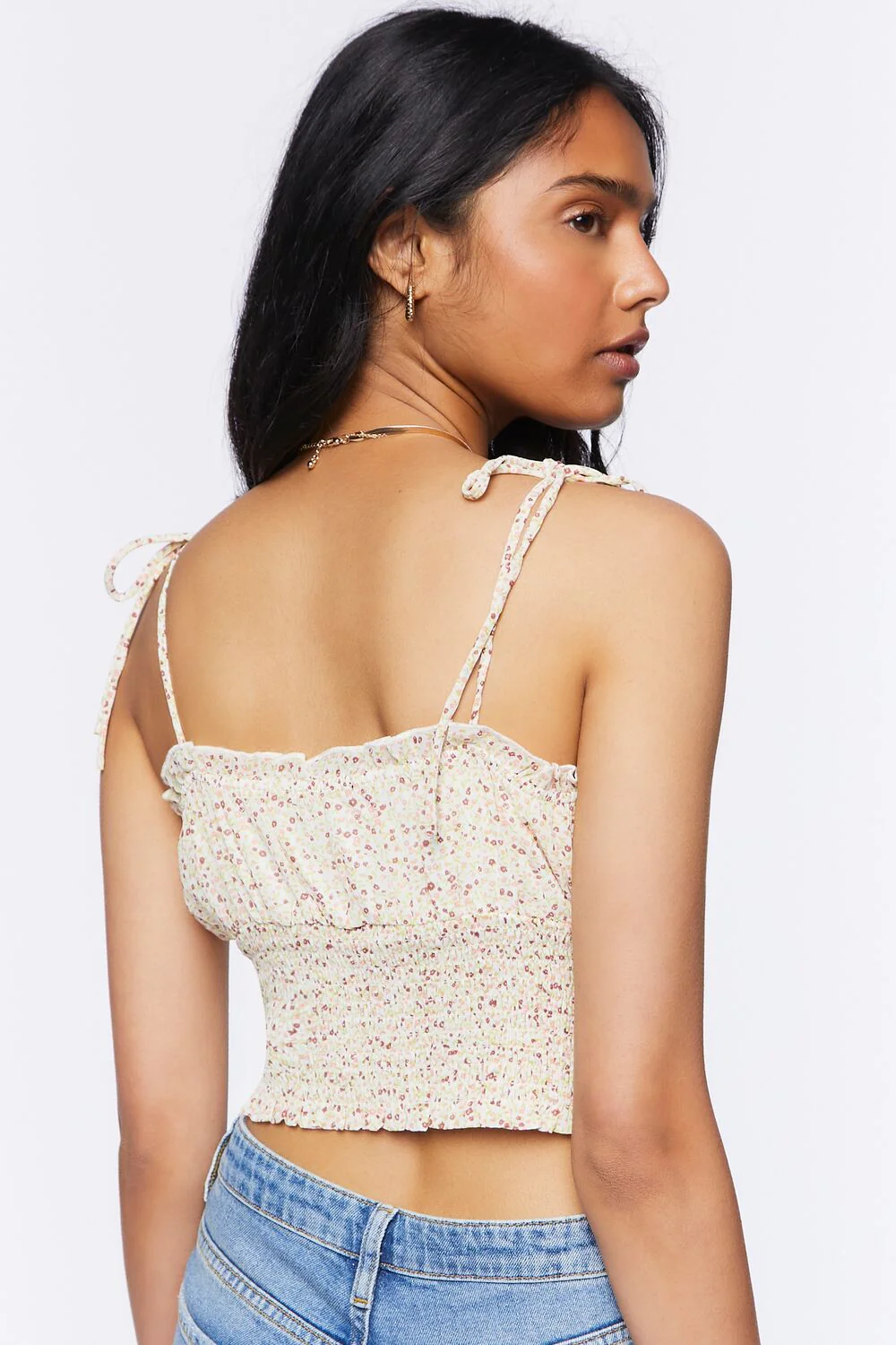 Floral Tie-Strap Cropped Cami - Image 3