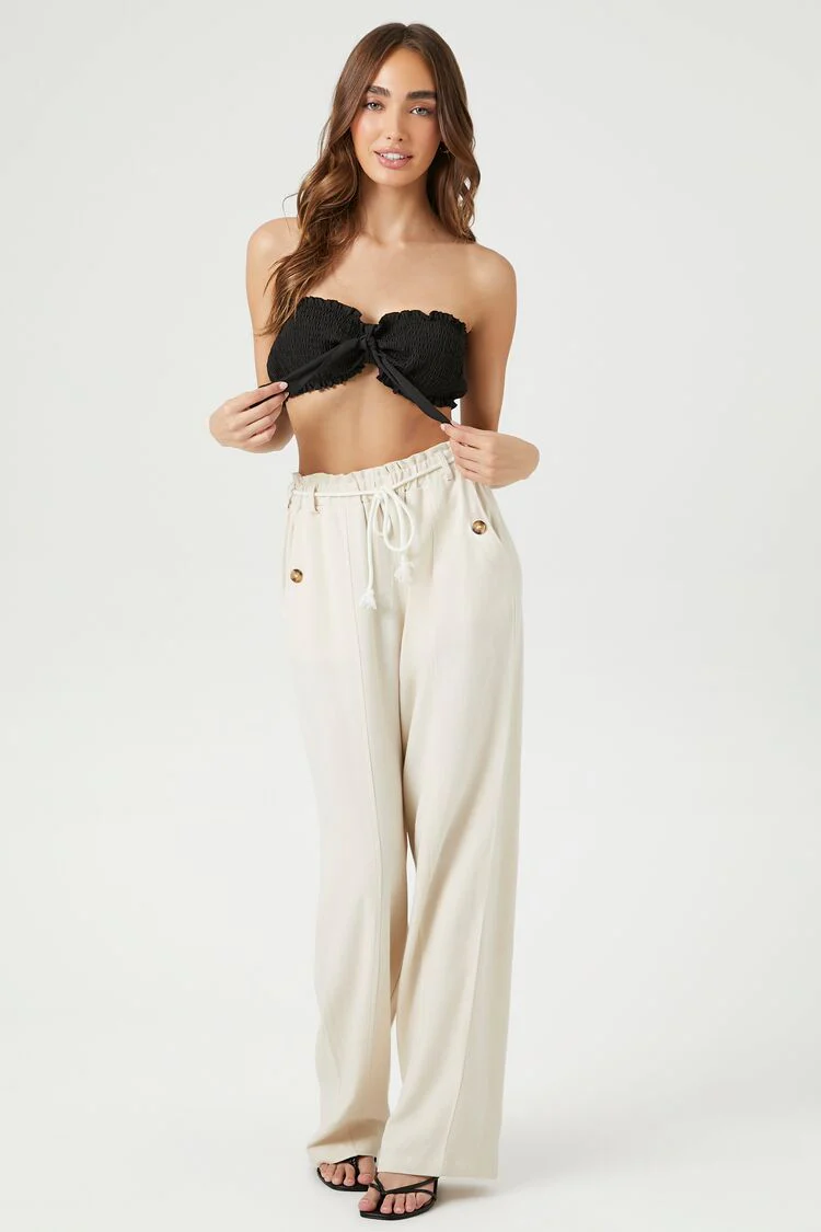 Smocked Tie-Front Crop Top - Image 4