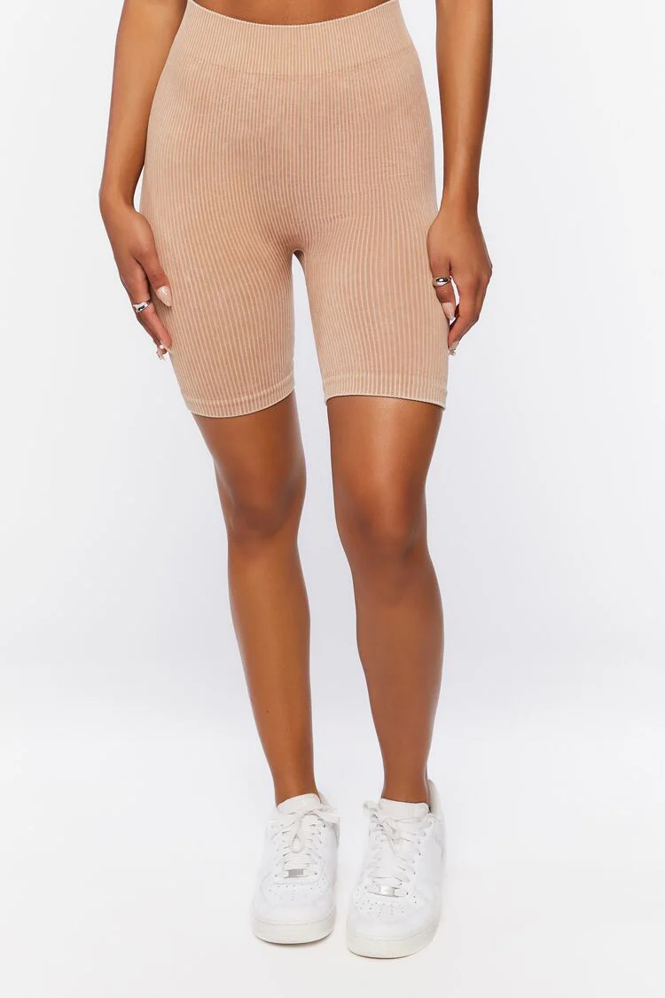 Seamless Ribbed Biker Shorts - Image 2