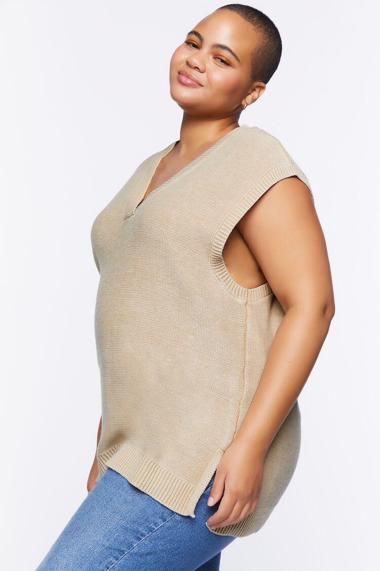 Plus Size Longline Sweater Vest - Image 2