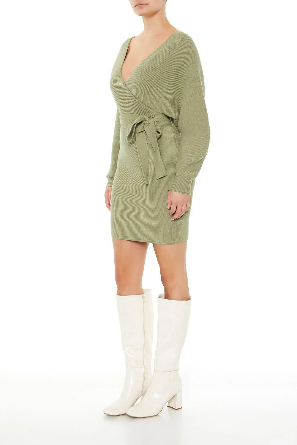 Surplice Midi Sweater Dress - Image 24