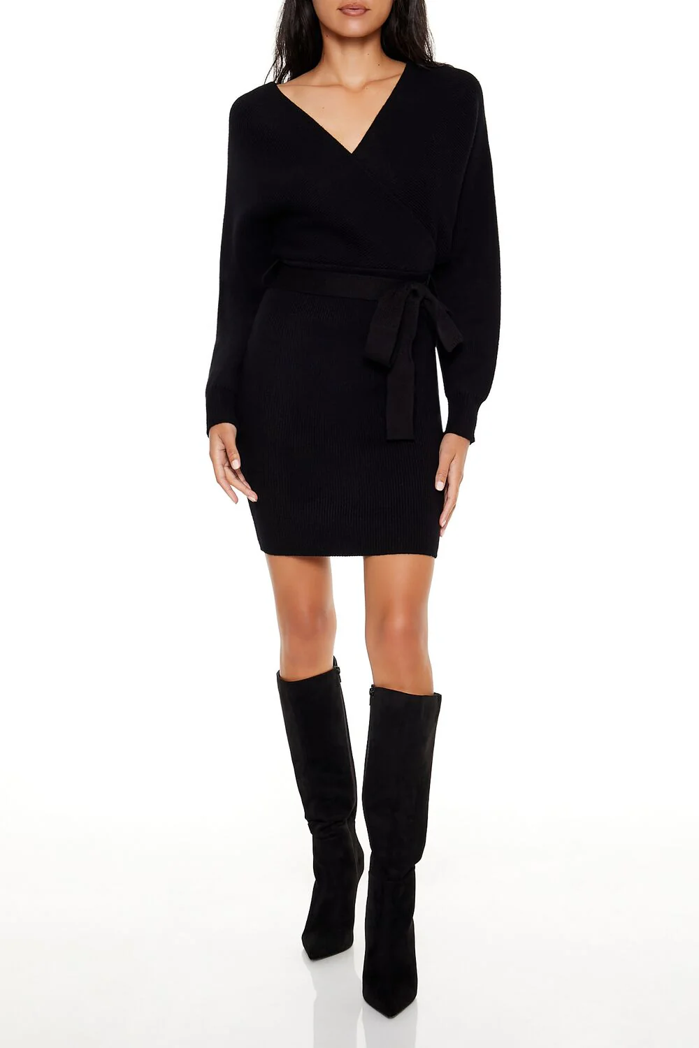 Surplice Midi Sweater Dress - Image 6