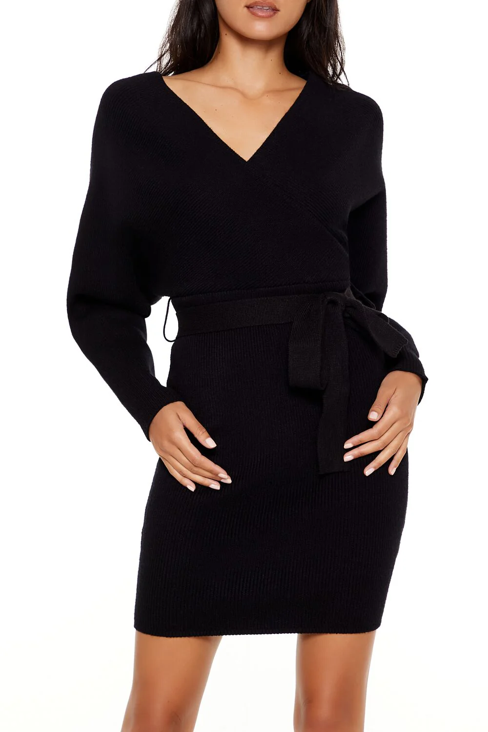 Surplice Midi Sweater Dress - Image 7
