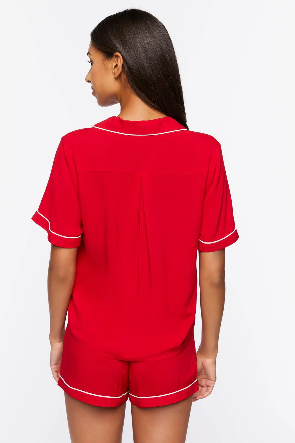 Piped-Trim Shirt & Shorts Pajama Set - Image 3