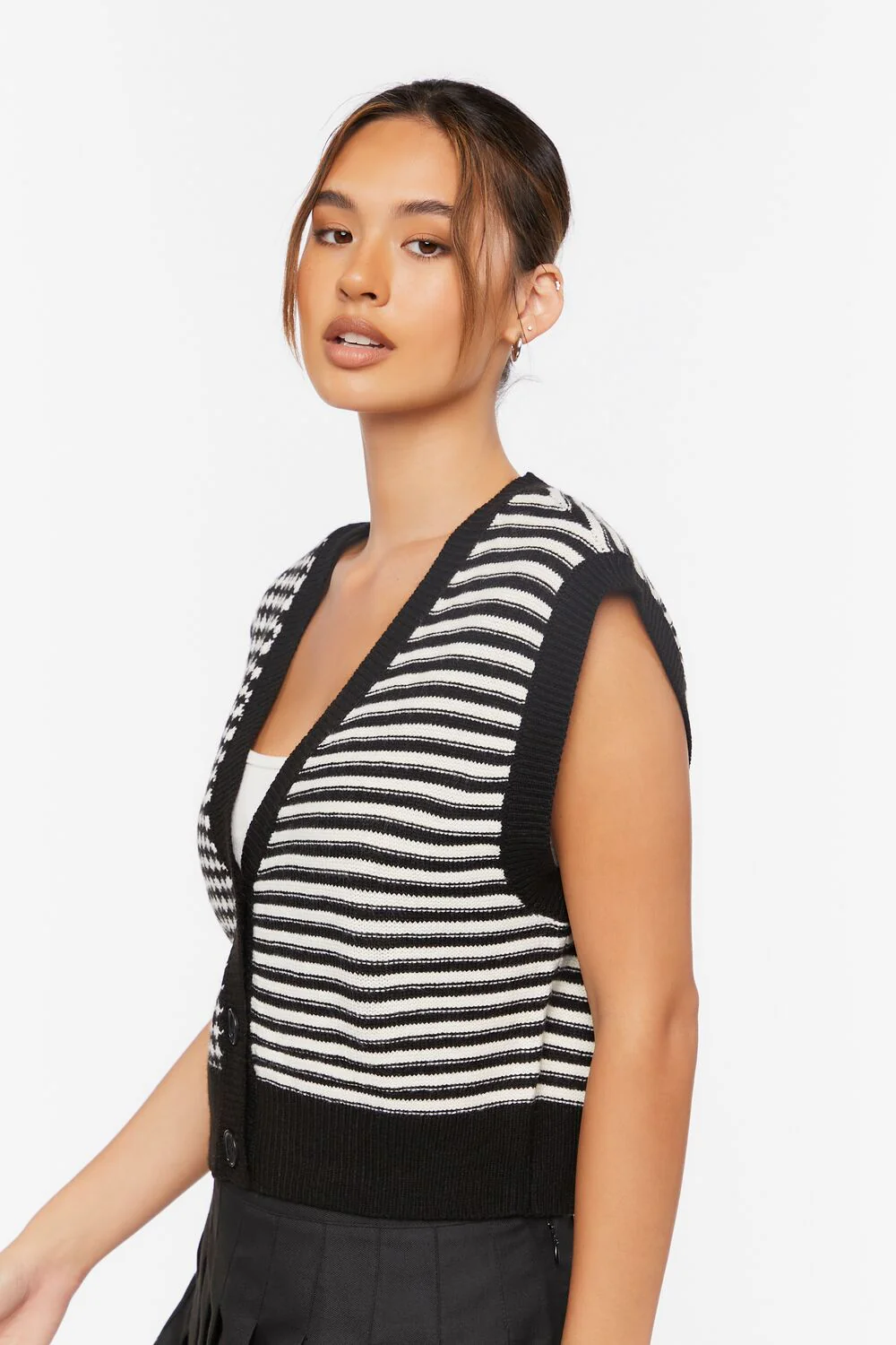 Mixed Print Sweater Vest - Image 2