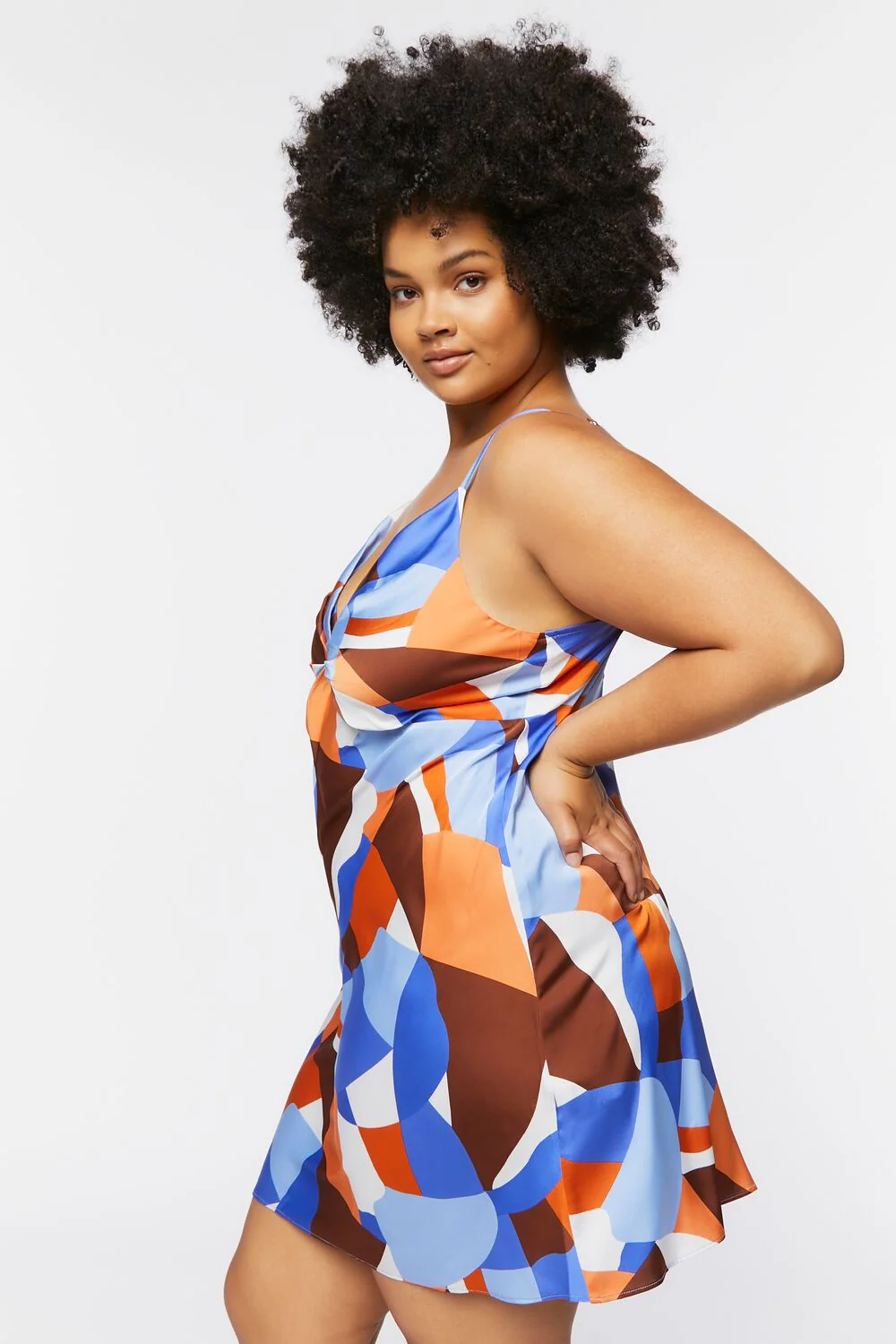 Plus Size Ruched Satin Mini Dress - Image 2
