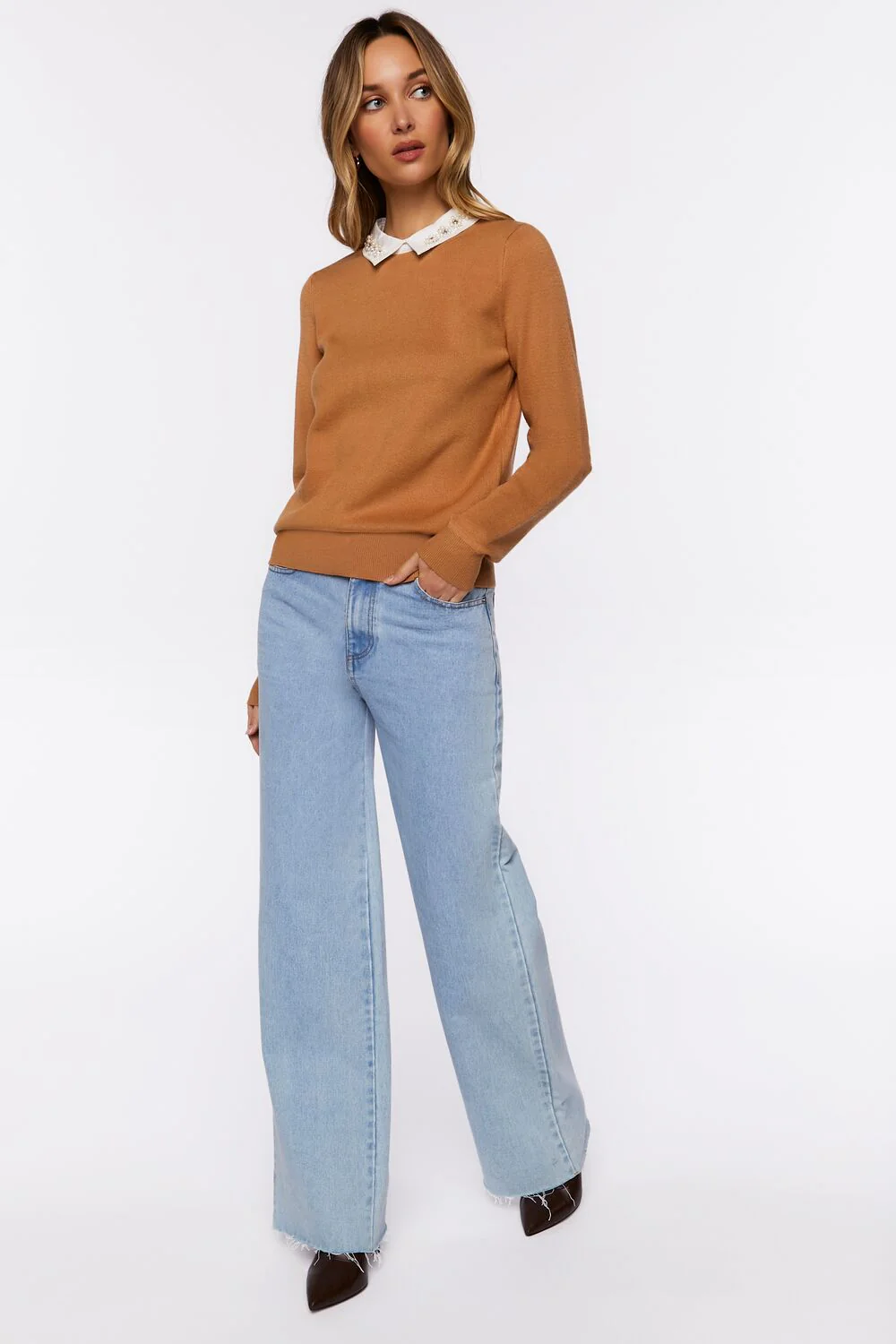 Faux Gem-Collar Sweater - Image 4