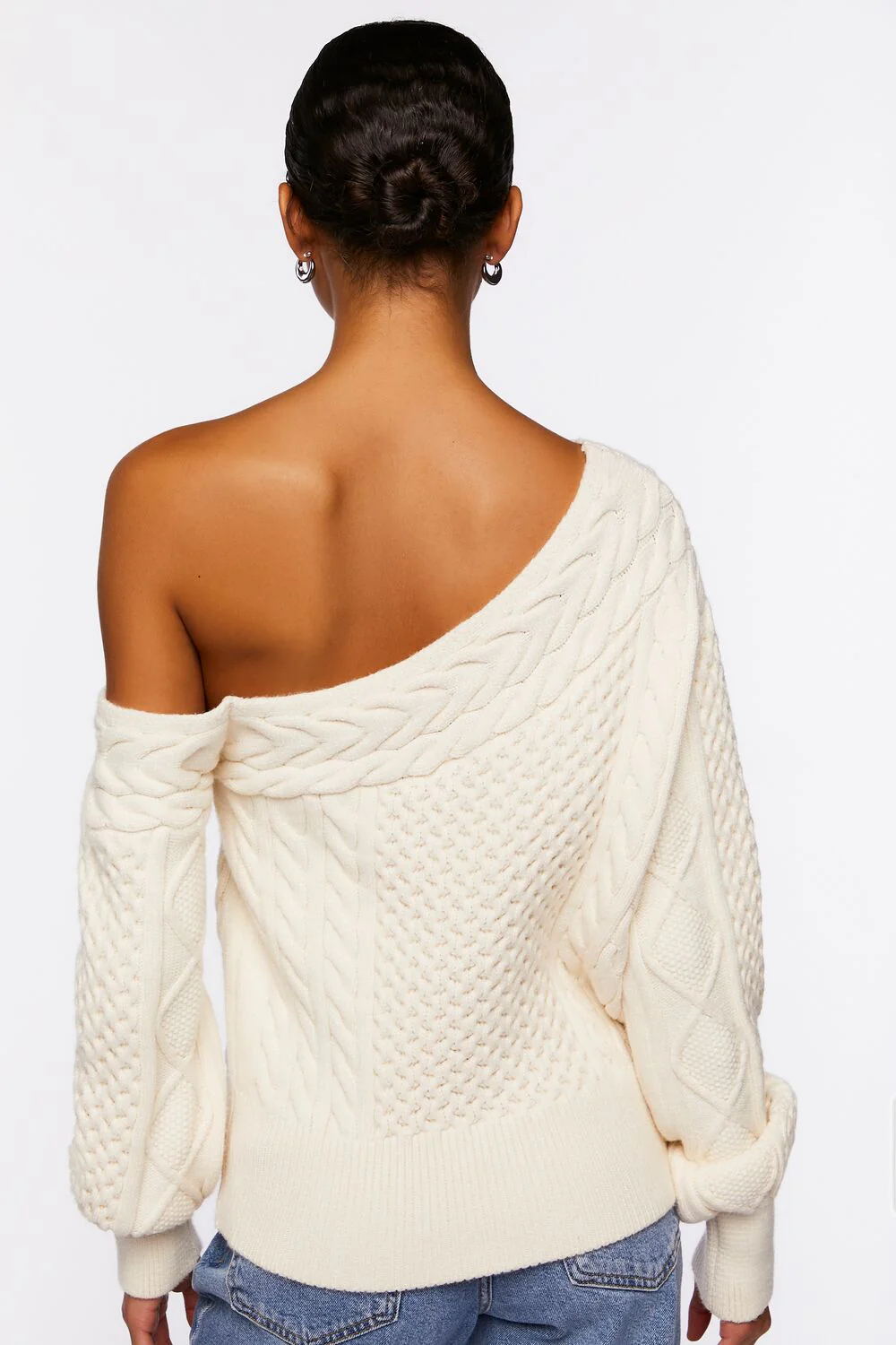 One-Shoulder Cable Knit Sweater - Image 3