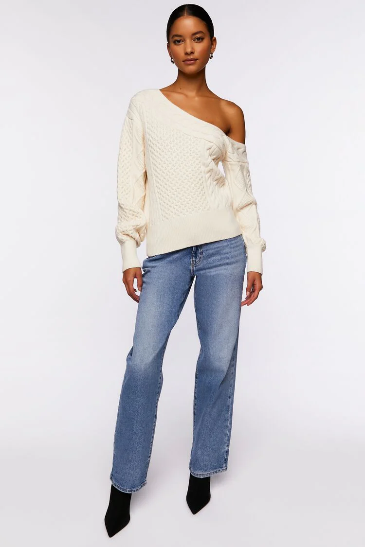 One-Shoulder Cable Knit Sweater - Image 4