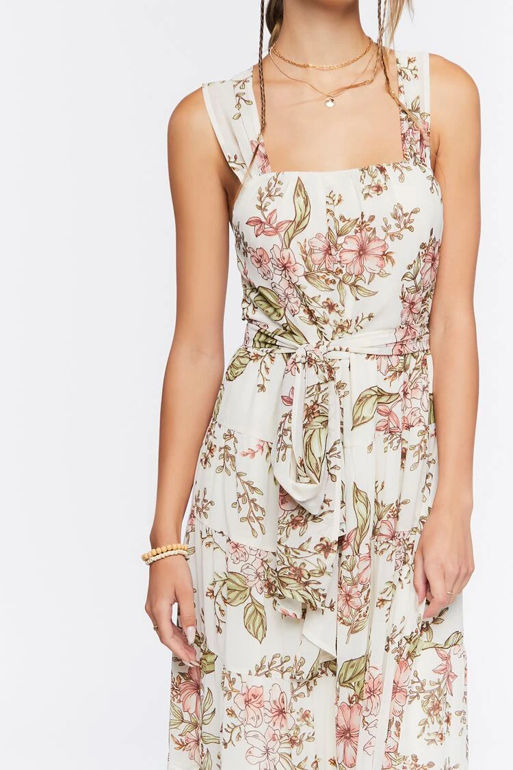 Chiffon Floral Print Midi Dress - Image 5