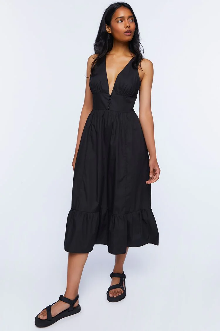 Plunging Midi Dress - Image 4