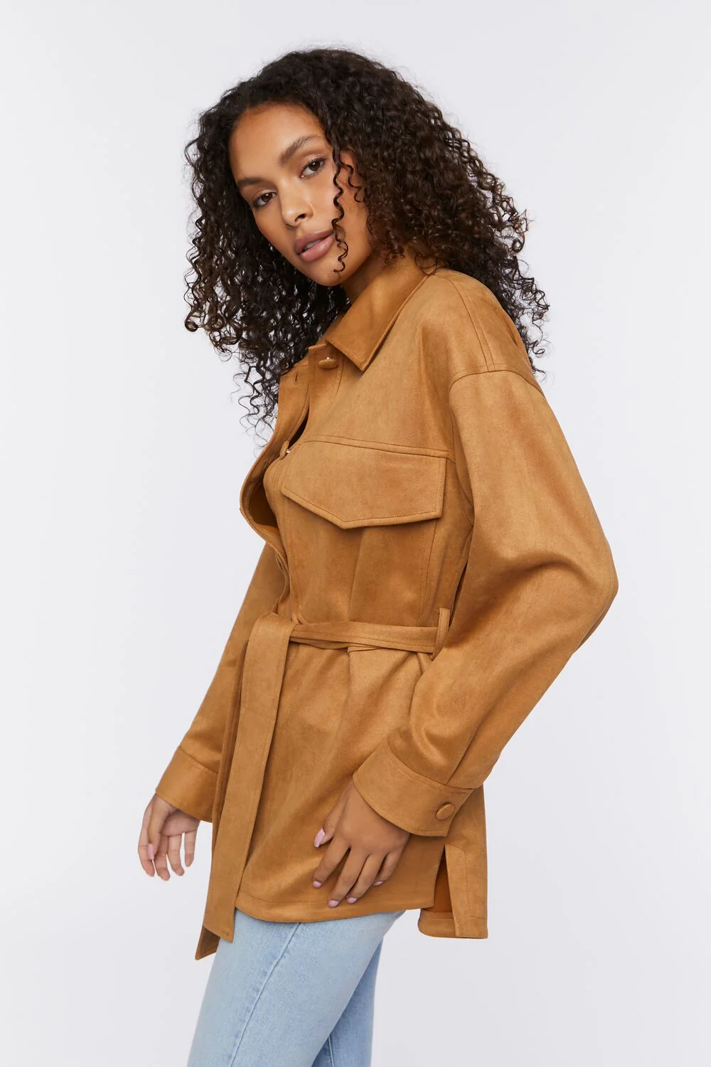 Faux Suede Trench Jacket - Image 2