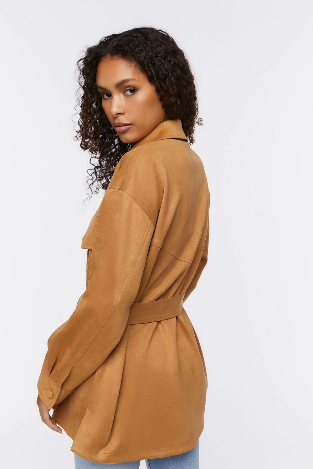 Faux Suede Trench Jacket - Image 3