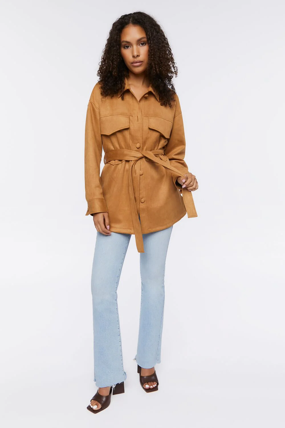 Faux Suede Trench Jacket - Image 4
