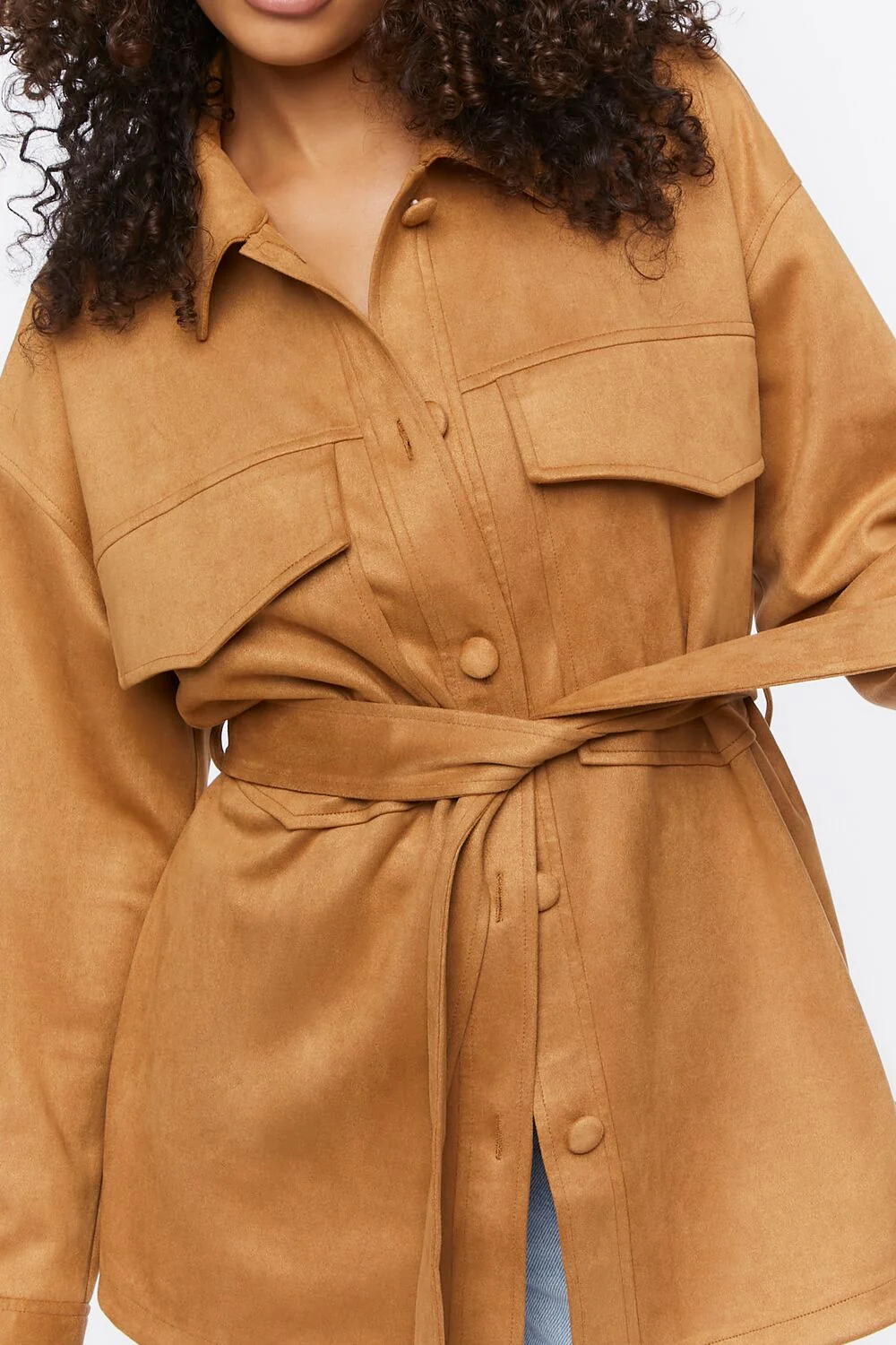 Faux Suede Trench Jacket - Image 5