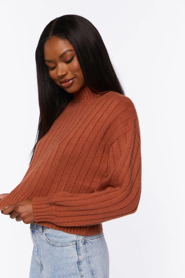 Ribbed Mock Neck Sweater - Image 2