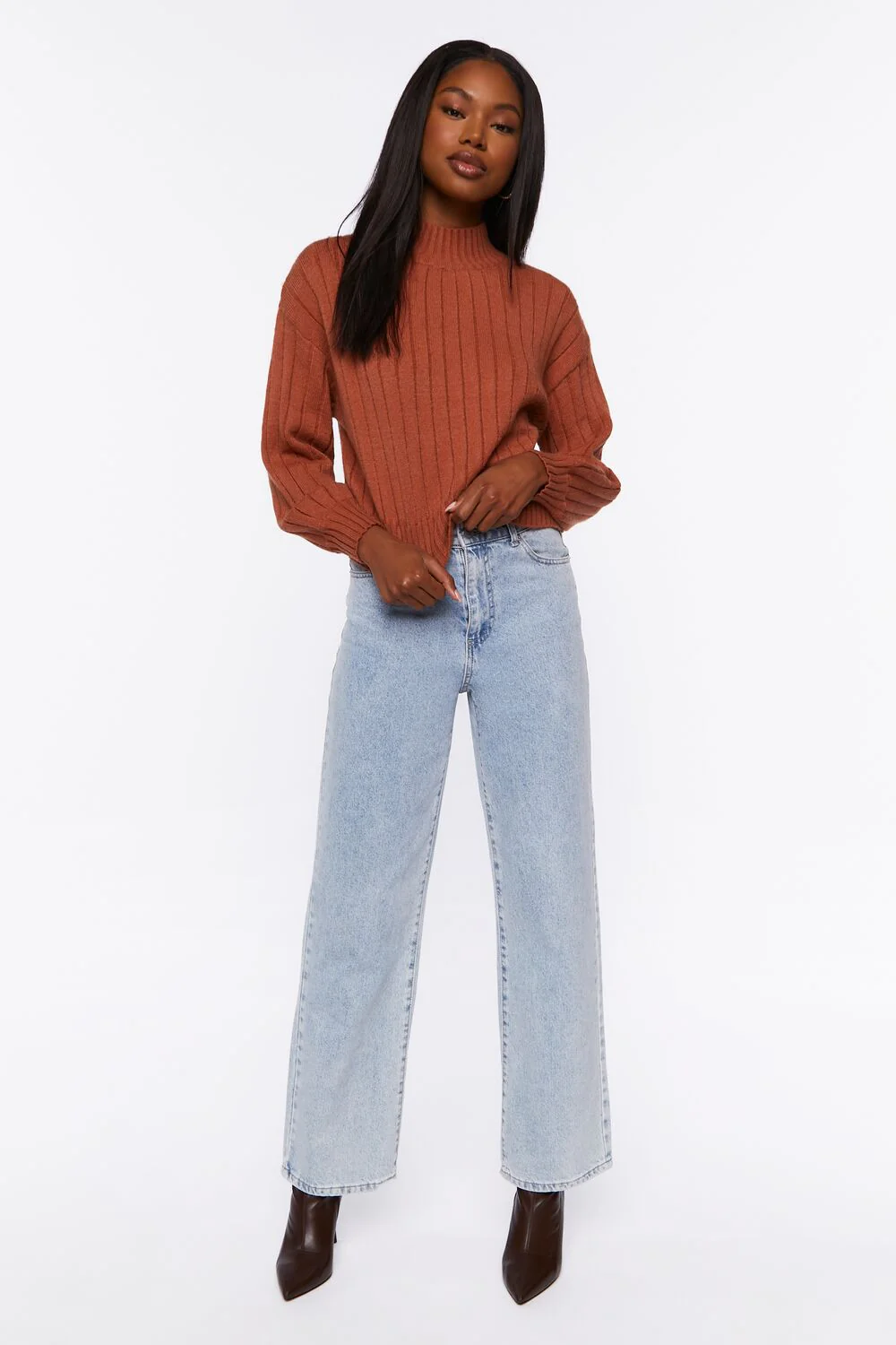 Ribbed Mock Neck Sweater - Image 4