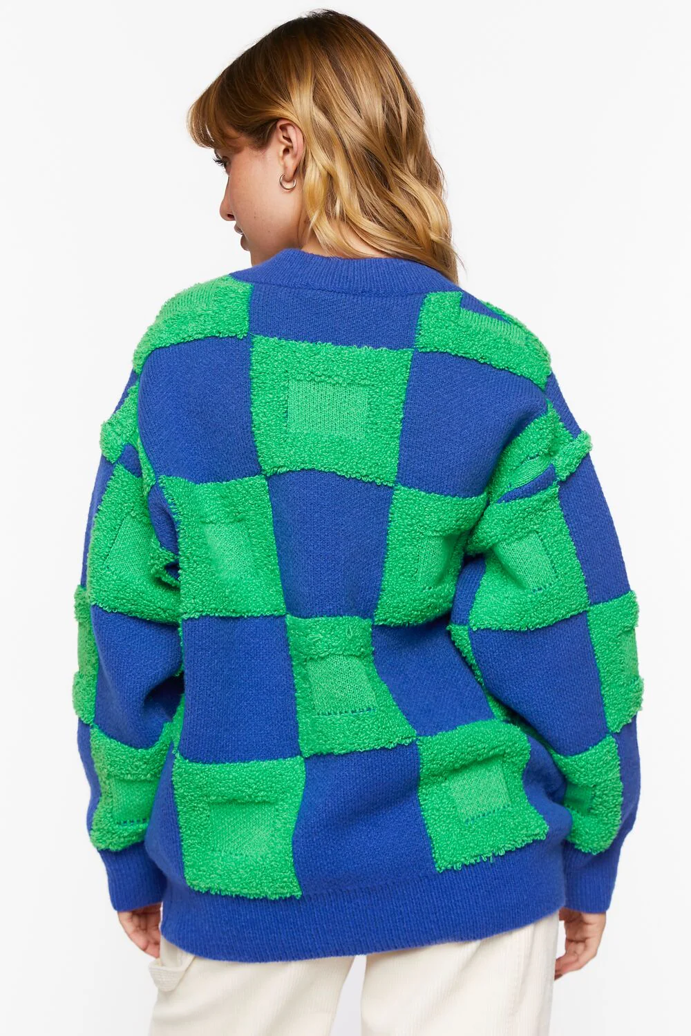 Fuzzy Checkered Sweater - Image 3