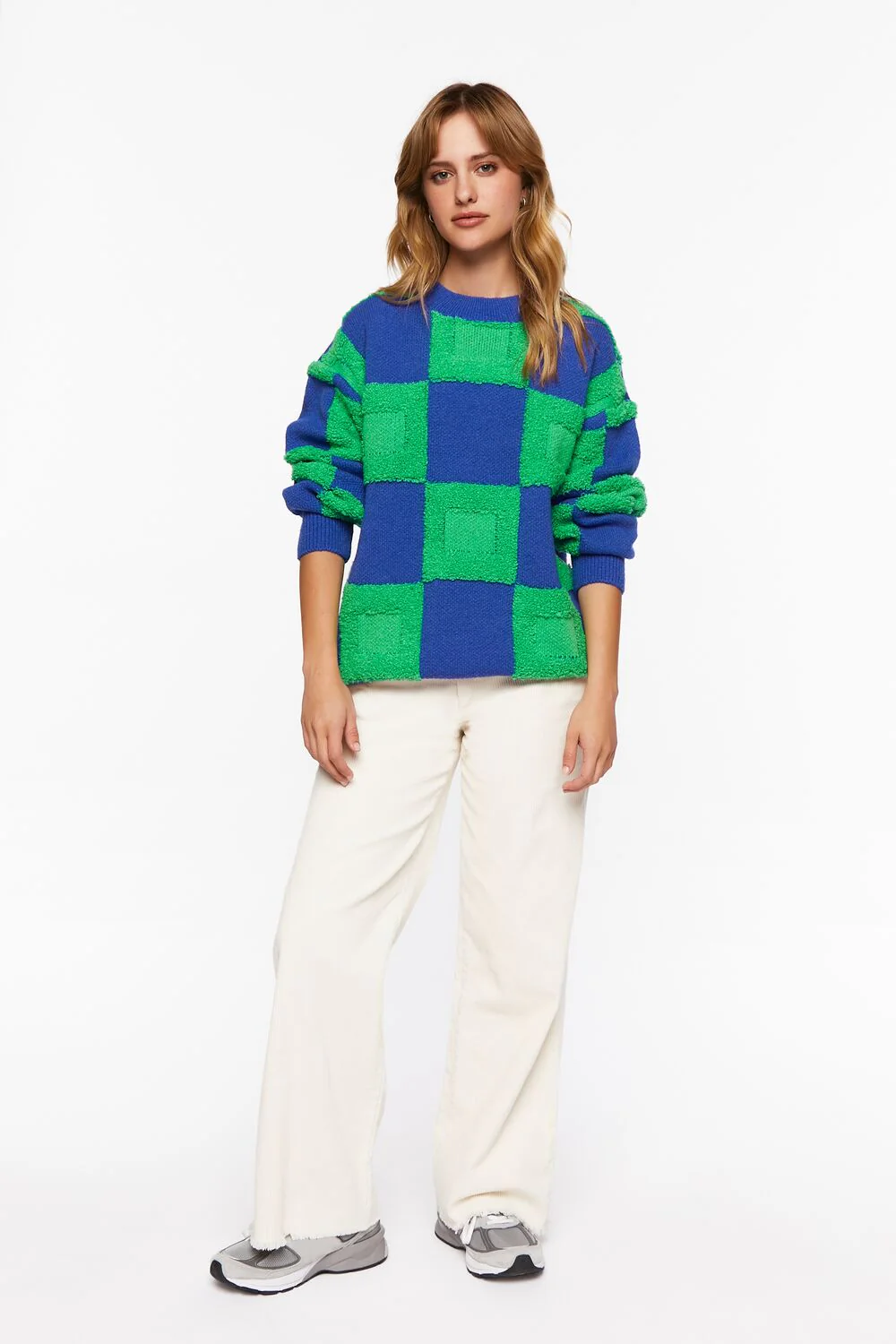 Fuzzy Checkered Sweater - Image 4