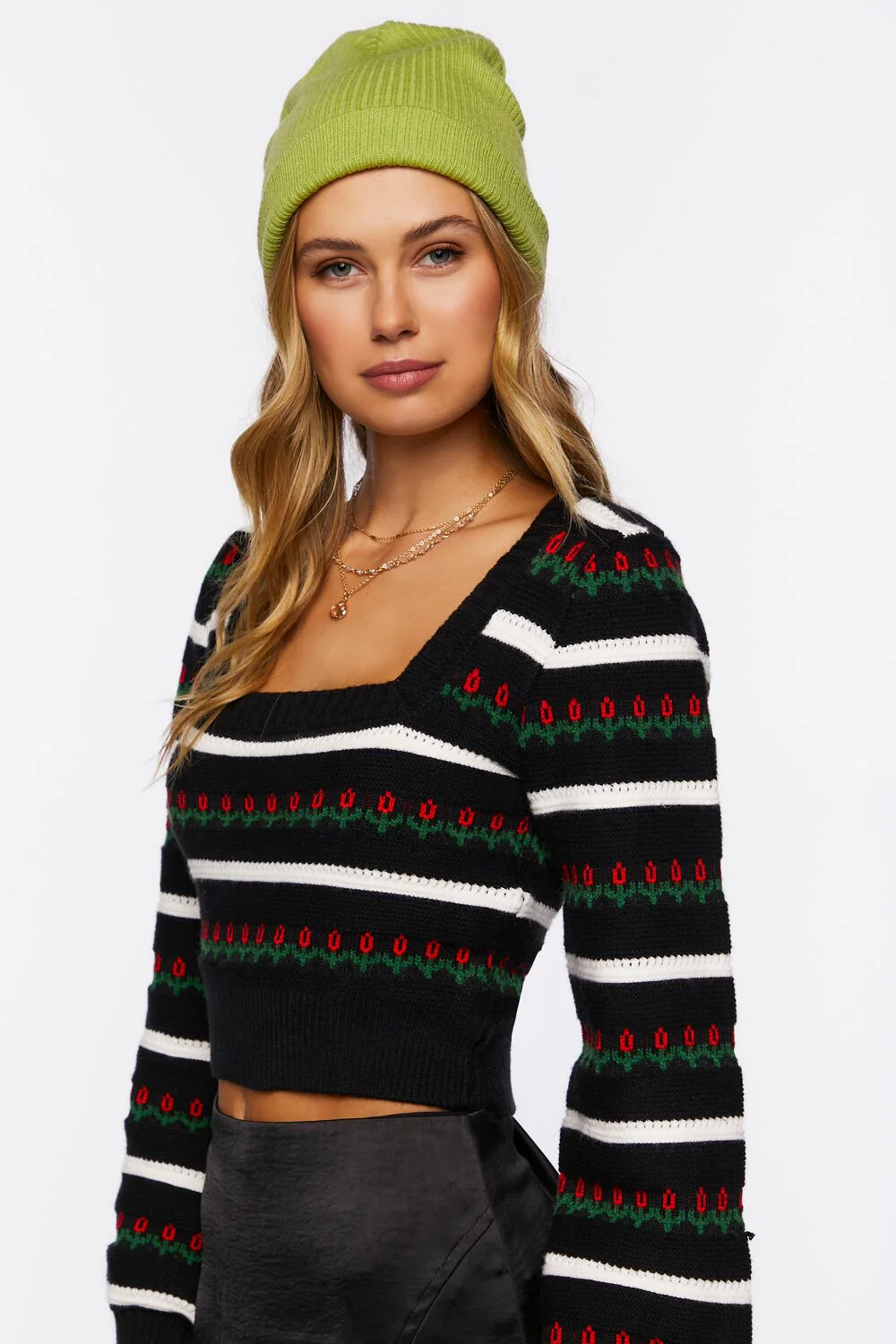 Striped Tulip Print Sweater - Image 2