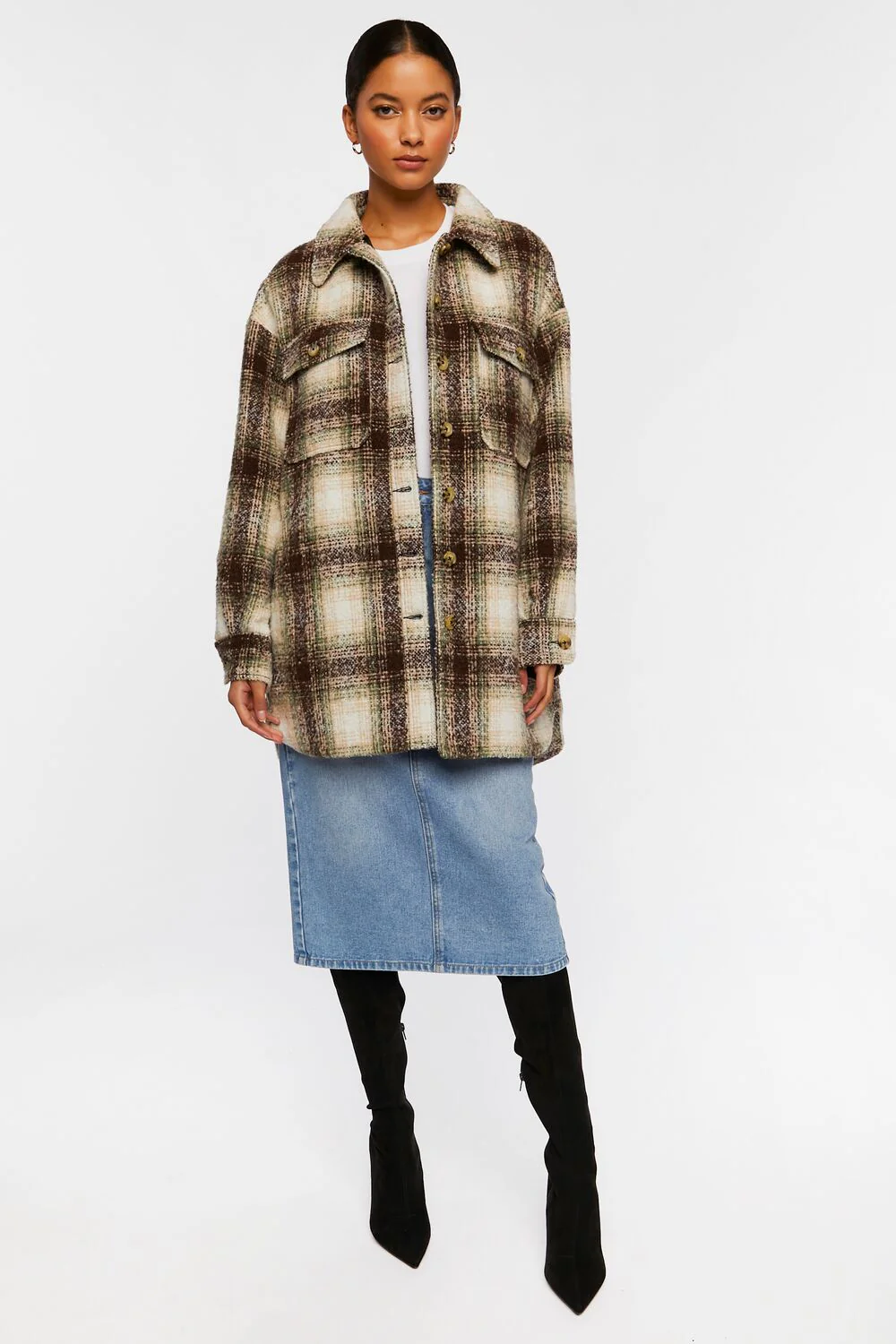 Plaid High-Low Shacket - Image 4