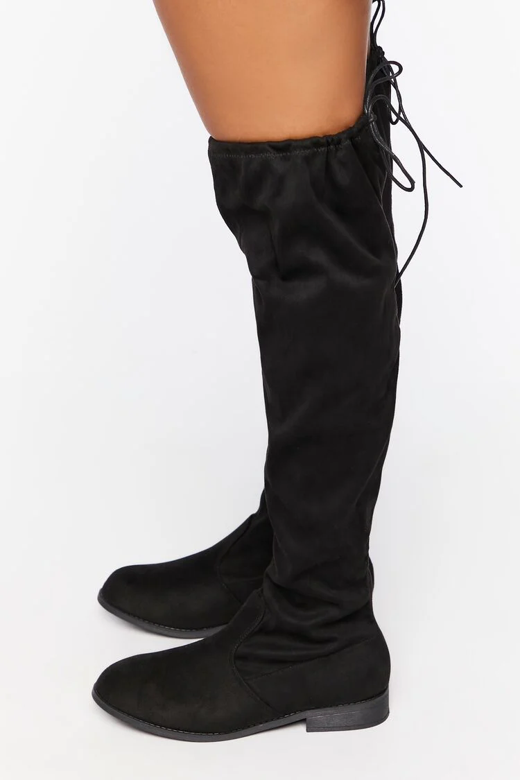 Faux Suede Over-the-Knee Boots (Wide) - Image 2
