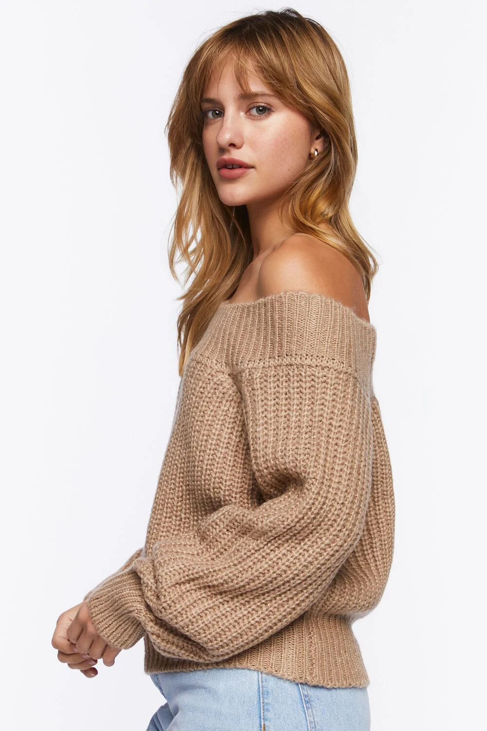 Purl Knit Off-the-Shoulder Sweater - Image 2