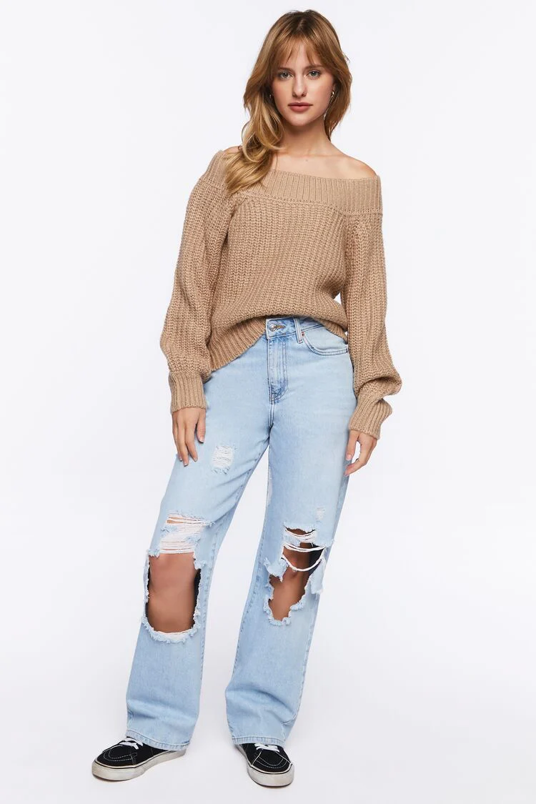 Purl Knit Off-the-Shoulder Sweater - Image 4