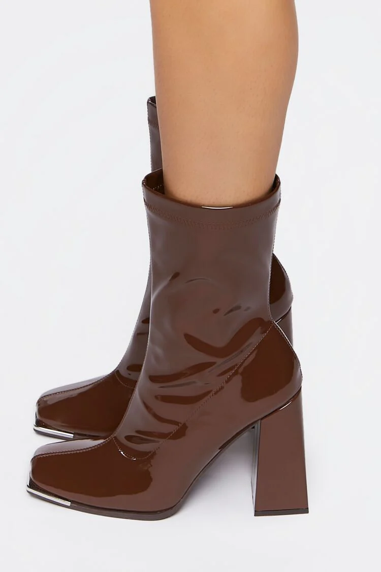 Faux Patent Leather Booties - Image 2