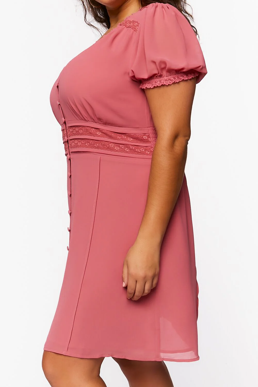 Plus Size Chiffon Puff-Sleeve Mini Dress - Image 2