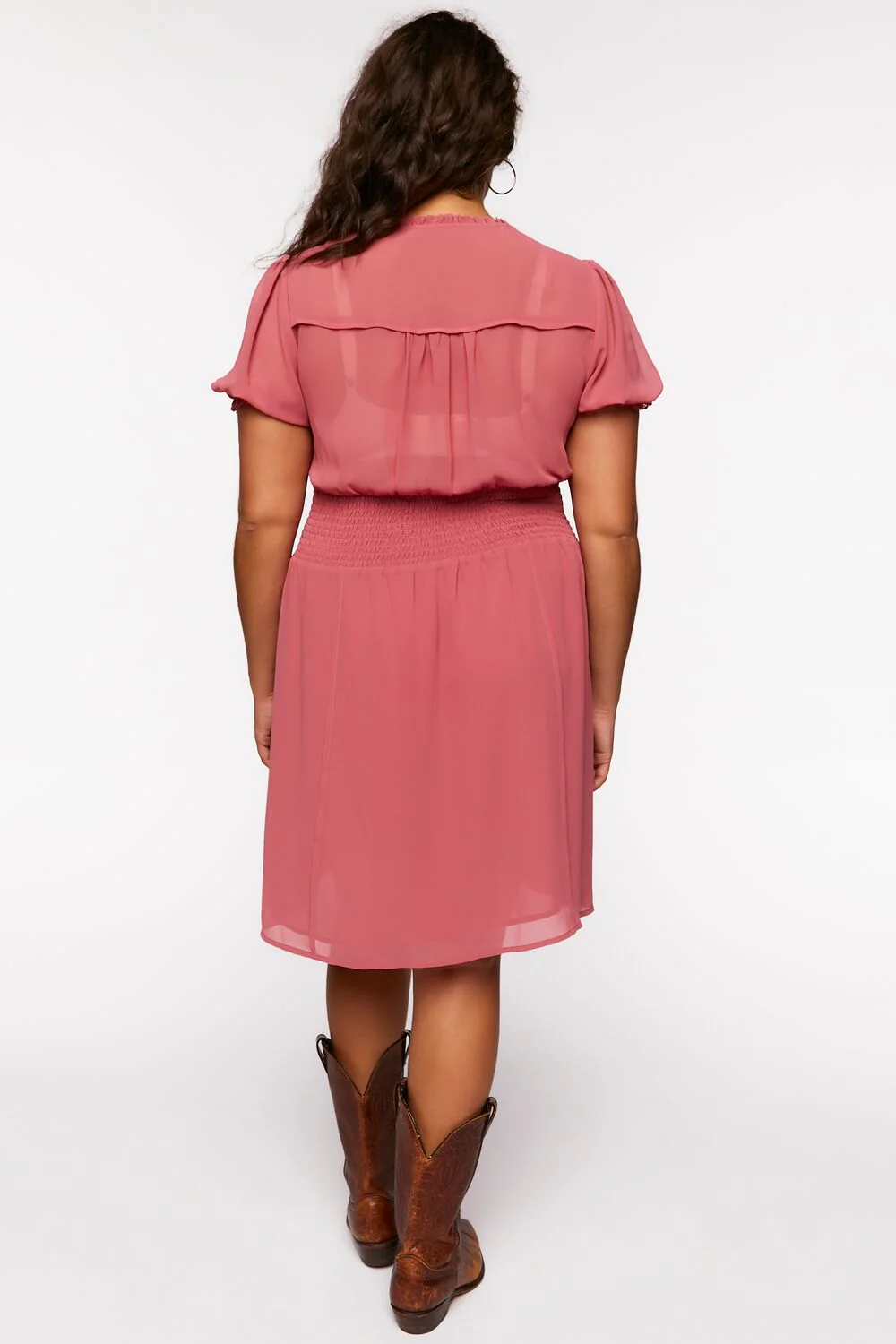 Plus Size Chiffon Puff-Sleeve Mini Dress - Image 3