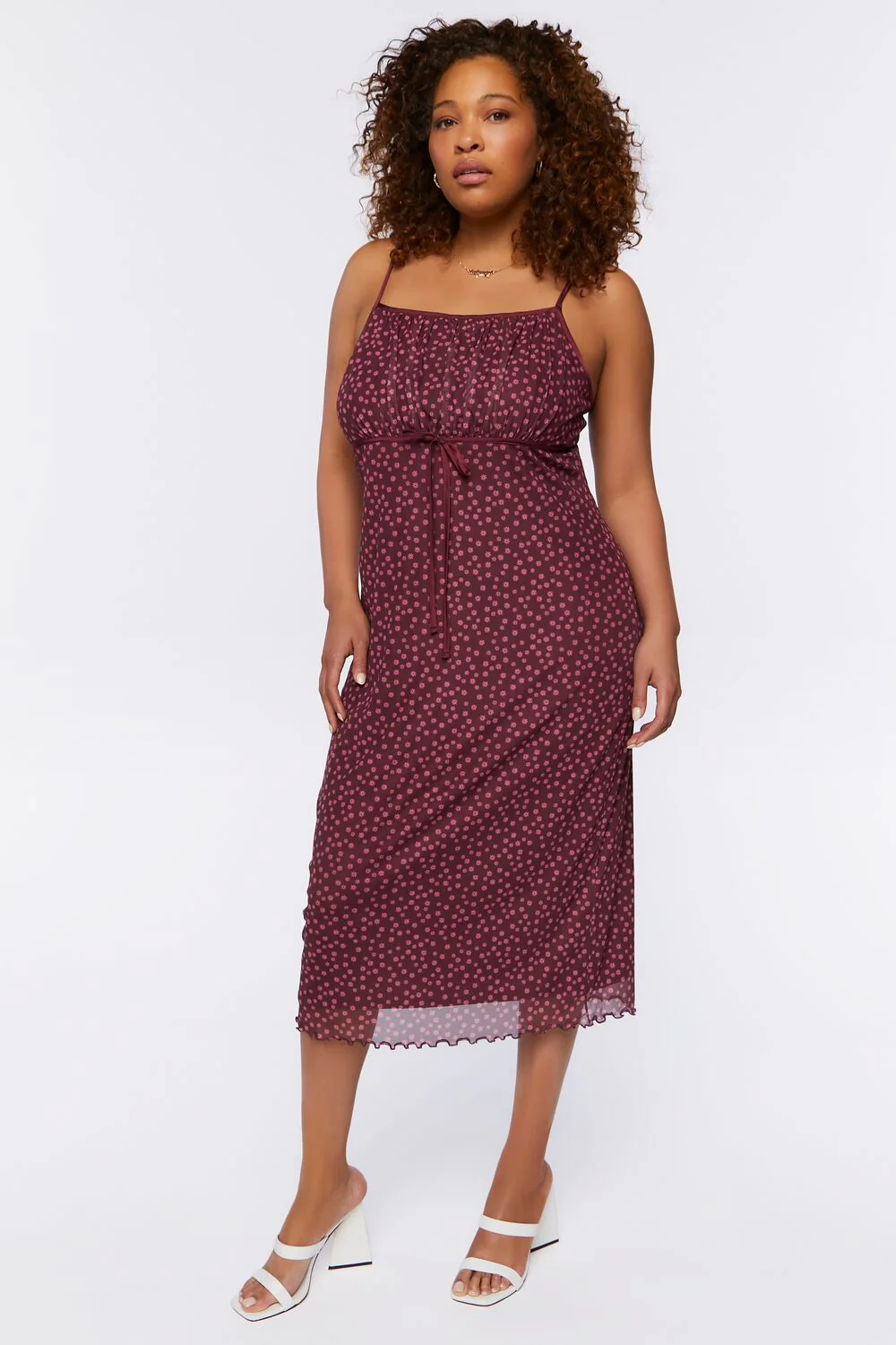 Plus Size Ditsy Floral Midi Dress - Image 4