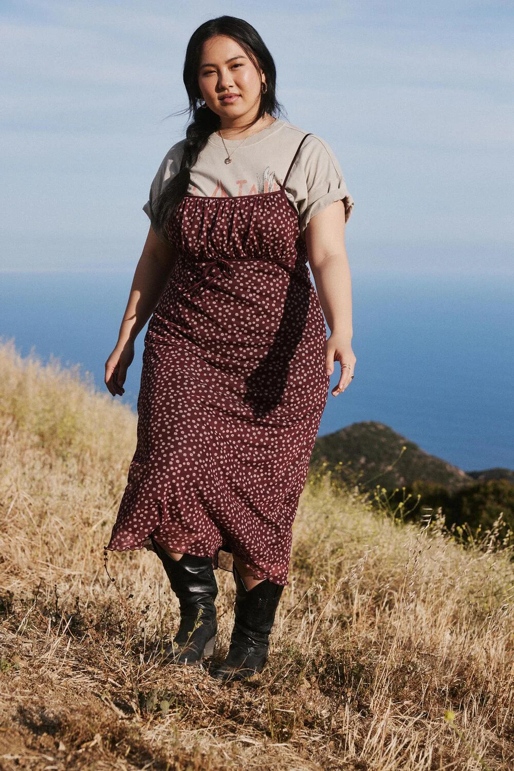 Plus Size Ditsy Floral Midi Dress - Image 6