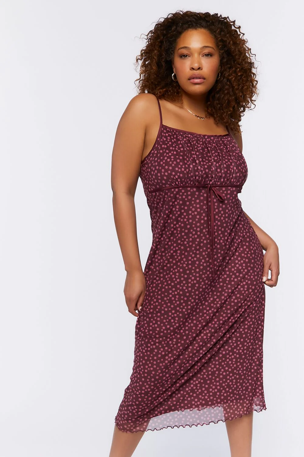 Plus Size Ditsy Floral Midi Dress - Image 7