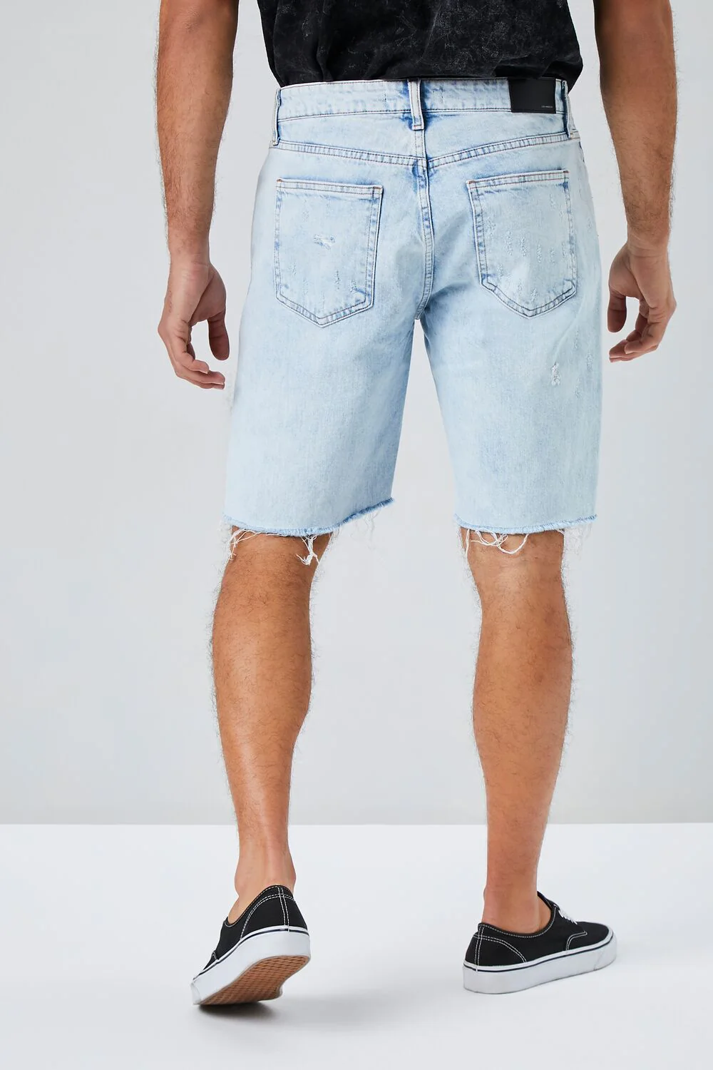 Distressed Raw-Cut Denim Shorts - Image 4