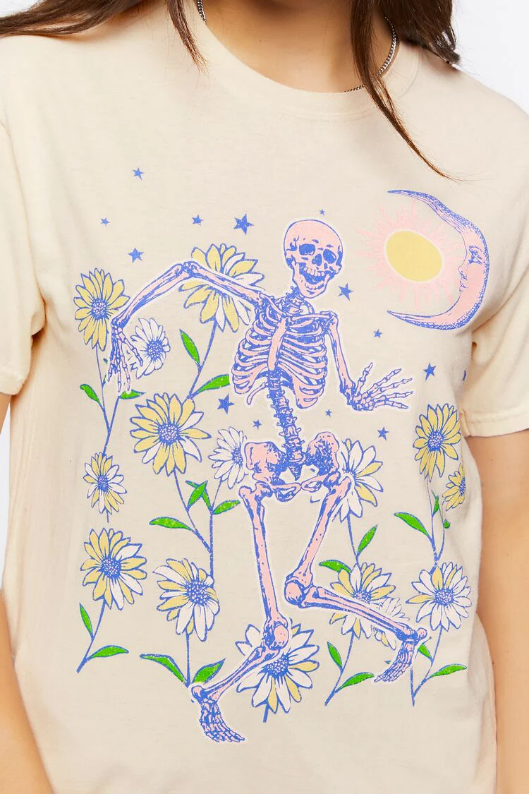 Skeleton Flowers Graphic Tee - Image 5