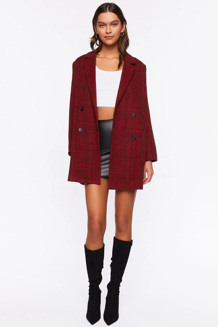 Plaid Double-Breasted Blazer - Image 4