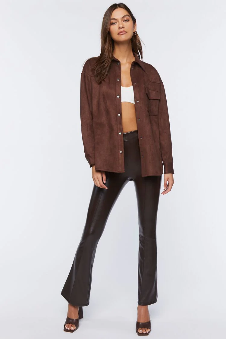 Faux Suede Dolphin-Hem Shacket - Image 4