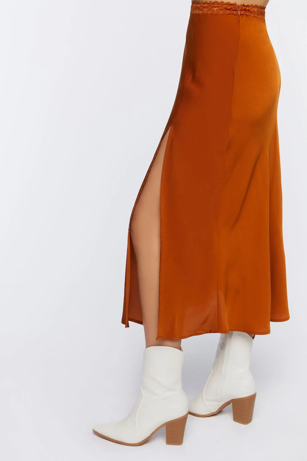 Satin Side-Slit Midi Skirt - Image 4