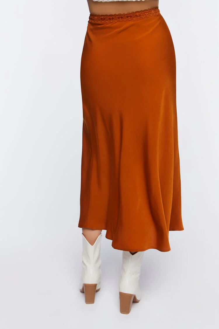 Satin Side-Slit Midi Skirt - Image 5