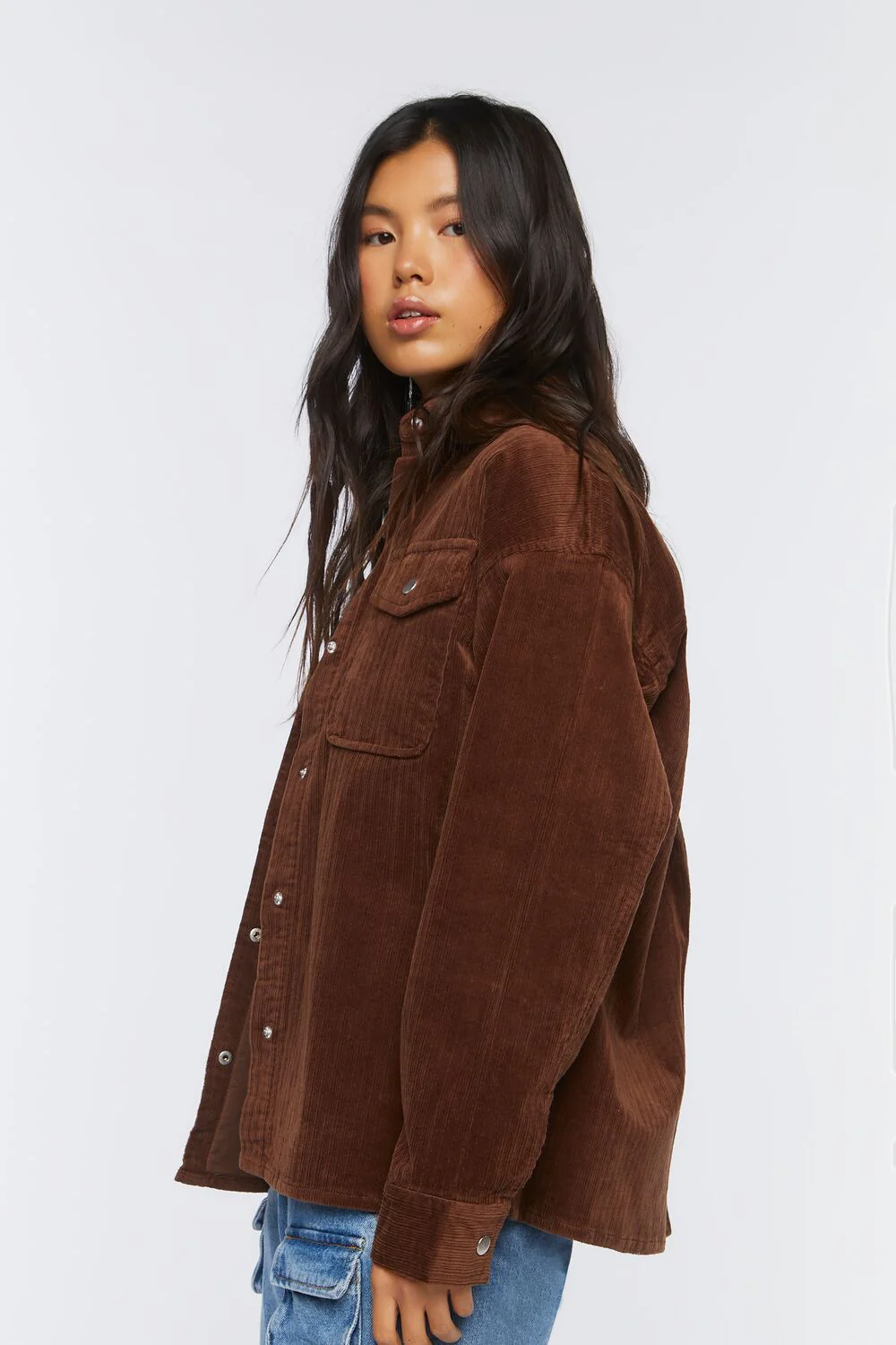Corduroy Button-Front Shacket - Image 2