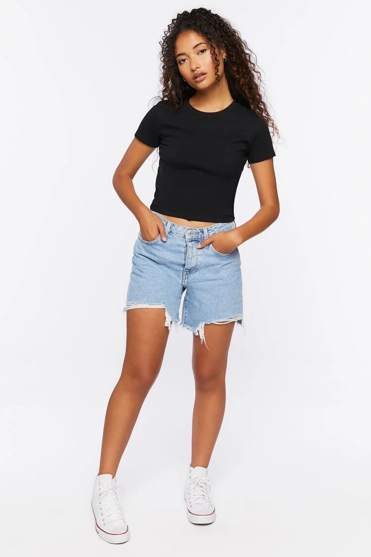 Crew Neck Cropped Tee - Image 4