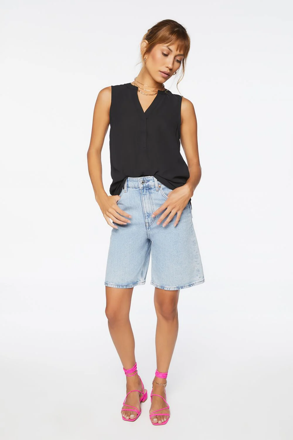 Split-Neck Sleeveless Top - Image 4