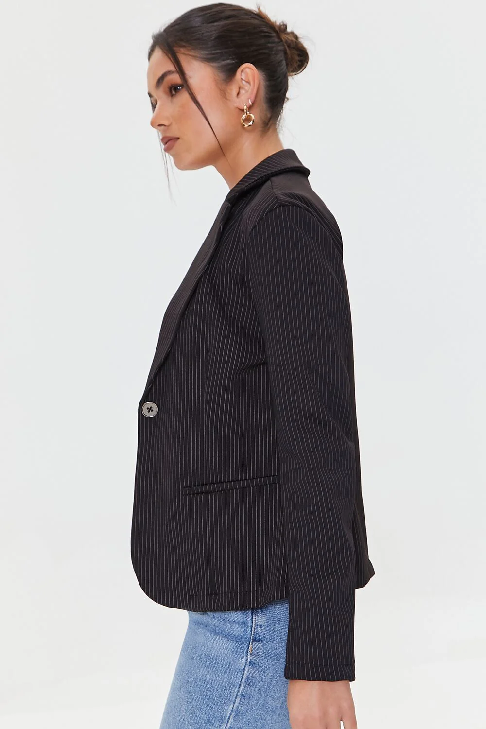 Pinstriped Button-Front Blazer - Image 3