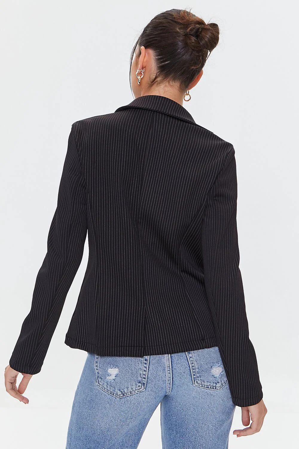 Pinstriped Button-Front Blazer - Image 4