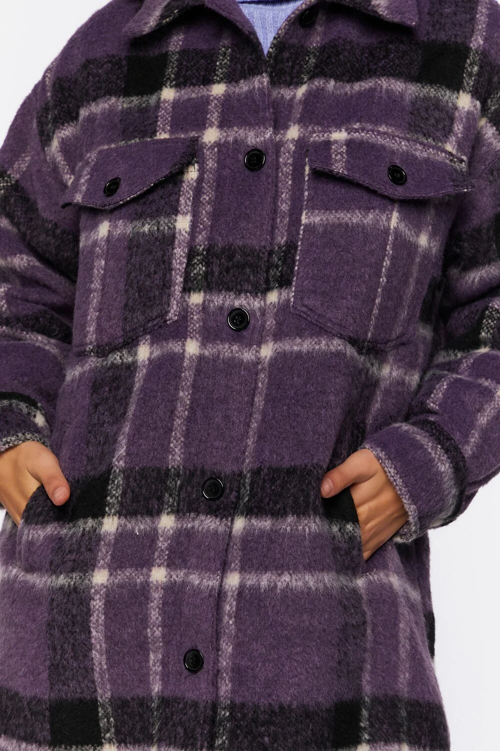 Brushed Plaid Longline Shacket - Image 6